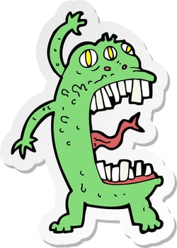 sticker of a cartoon crazy monster vector