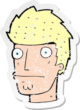 retro distressed sticker of a cartoon nervous man vector