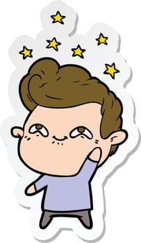 sticker of a cartoon excited man vector