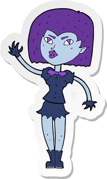 sticker of a cartoon pretty vampire girl vector