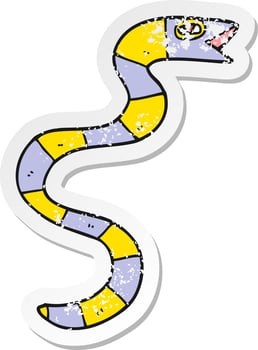 distressed sticker of a cartoon snake vector