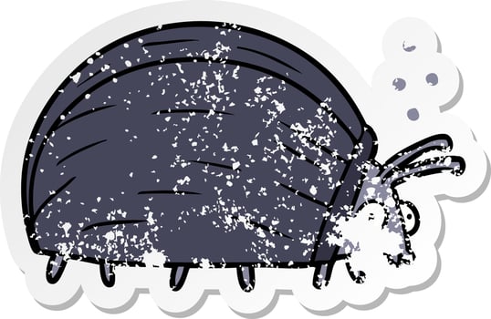 distressed sticker of a huge cartoon bug vector