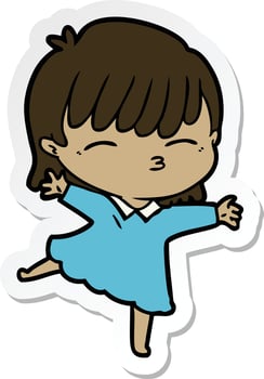 sticker of a cartoon woman vector