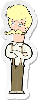 sticker of a cartoon man with mustache vector