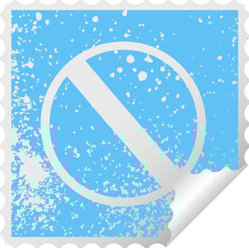 distressed square peeling sticker symbol not allowed sign vector