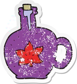 retro distressed sticker of a cartoon maple syrup vector