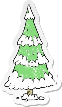 distressed sticker of a cartoon christmas tree vector