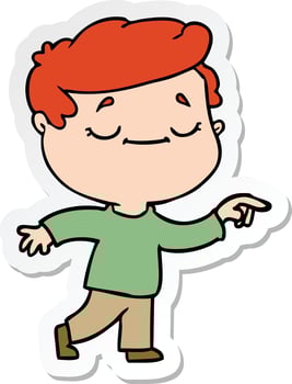 sticker of a cartoon peaceful man vector
