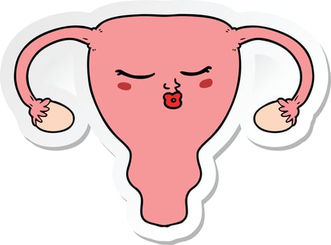 sticker of a cartoon uterus vector