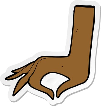 sticker of a cartoon hand symbol vector