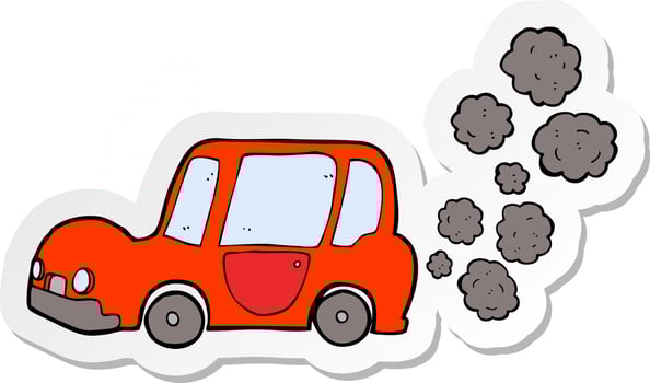 sticker of a cartoon car vector