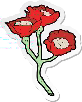 sticker of a cartoon flowers vector