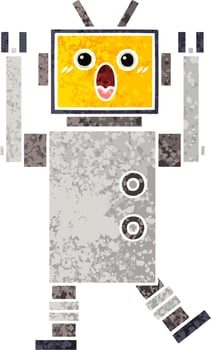retro illustration style cartoon robot vector