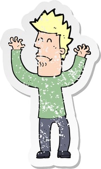retro distressed sticker of a cartoon stresssed man vector