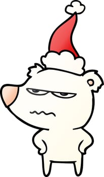 angry bear polar gradient cartoon of a wearing santa hat vector