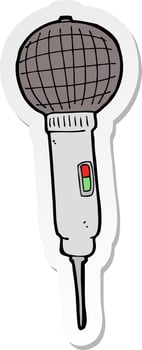 sticker of a cartoon microphone vector