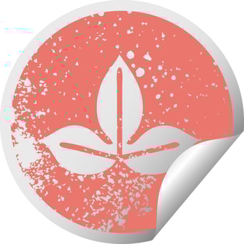 distressed circular peeling sticker symbol autumn leaf vector