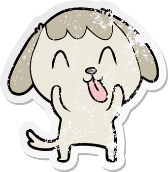 distressed sticker of a cute cartoon dog vector