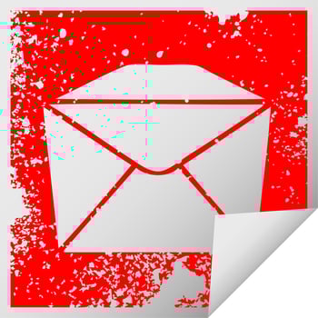 quirky distressed square peeling sticker symbol parcel vector