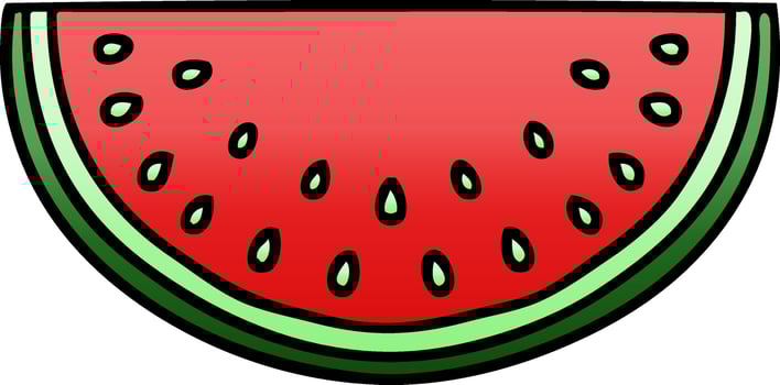 quirky gradient shaded cartoon watermelon vector