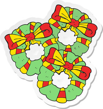 sticker of a cartoon christmas wreaths vector