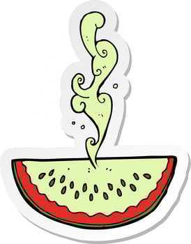 sticker of a cartoon squirting watermelon vector