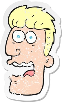 retro distressed sticker of a cartoon shocked man vector