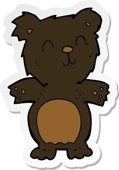 sticker of a cartoon cute black bear cub vector