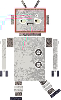 retro illustration style cartoon robot vector