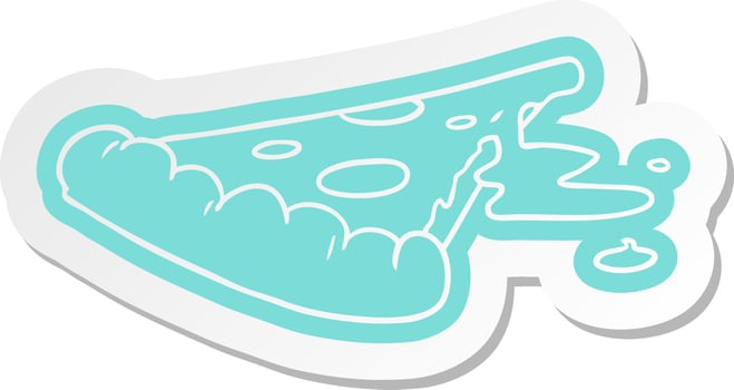 cartoon sticker of a slice of pizza vector