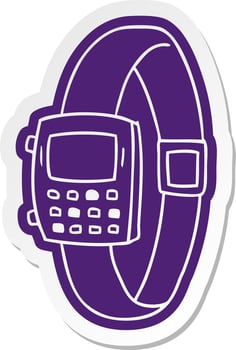 cartoon sticker of a retro watch vector