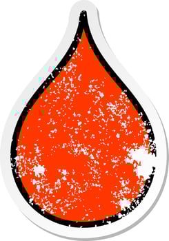 distressed sticker of a quirky hand drawn cartoon blood drop vector