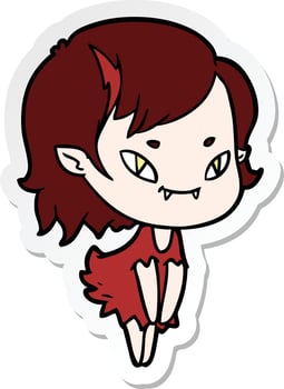 sticker of a cartoon friendly vampire girl vector