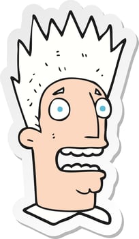 sticker of a cartoon shocked man vector