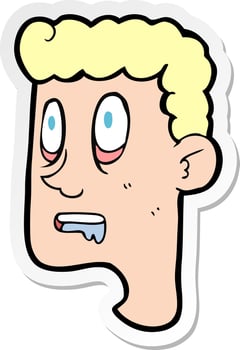 sticker of a cartoon staring man drooling vector