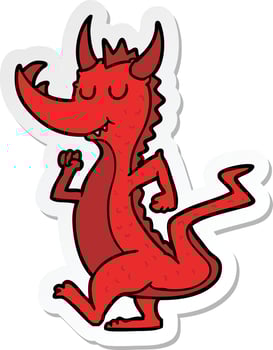 sticker of a cartoon cute dragon vector