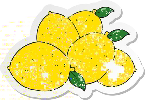 retro distressed sticker of a cartoon lemons vector