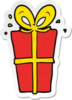 sticker of a cartoon wrapped gift vector