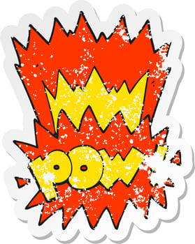 retro distressed sticker of a cartoon pow symbol vector