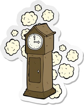 sticker of a cartoon dusty old grandfather clock vector