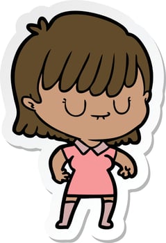 sticker of a cartoon woman vector
