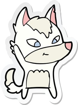 sticker of a friendly cartoon wolf vector