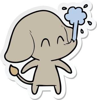 sticker of a cute cartoon elephant spouting water vector