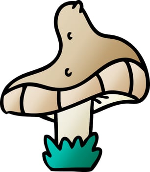 gradient cartoon doodle of a single mushroom vector