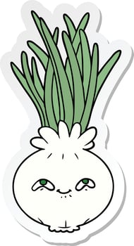 sticker of a cartoon onion vector