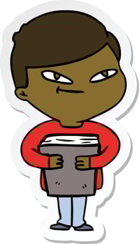 sticker of a cartoon boy vector