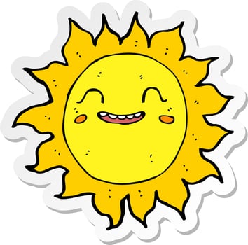 sticker of a cartoon happy sun vector
