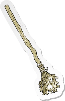 retro distressed sticker of a cartoon witchs broom vector