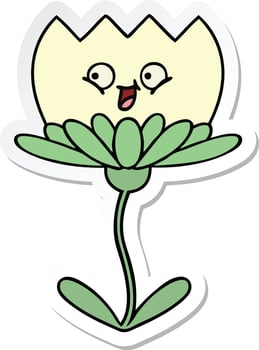 sticker of a cute cartoon flower vector