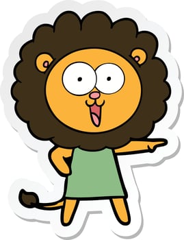 sticker of a happy cartoon lion vector